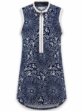 Stella + Ginger Navy White Sleeveless Zip Shift Dress XL